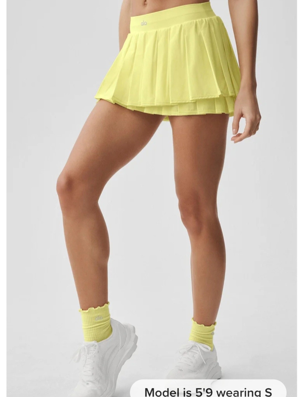ALO Yoga Double Or Nothing  Pleated Mini Tennis Skirt Sunshine Small Like New - Picture 3 of 8